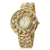 RELOGIO DOURADO COM FLORES DIAMANTE